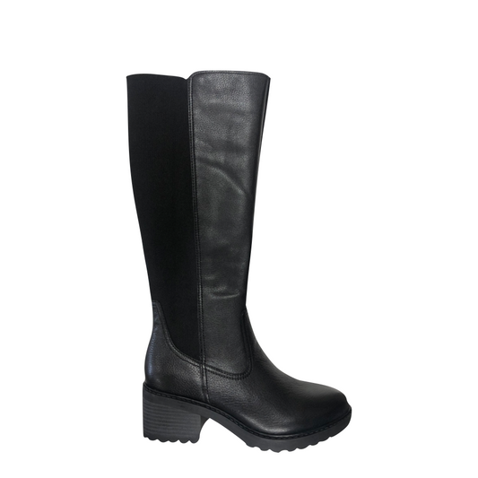 Side (right) view of Salvia Mikki Tall Side Zip Leather Boot for women.