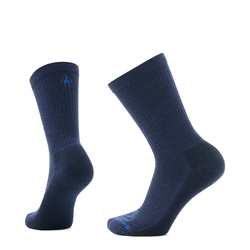 Side (left) and bottom view of Smartwool Everyday Solid Rib Crew Socks for men.