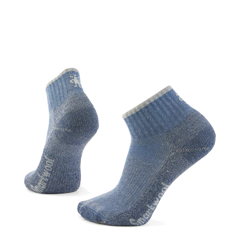 Side (left) and bottom view of Smartwool Hike Classic Edition Second Cut Ankle Socks for men.