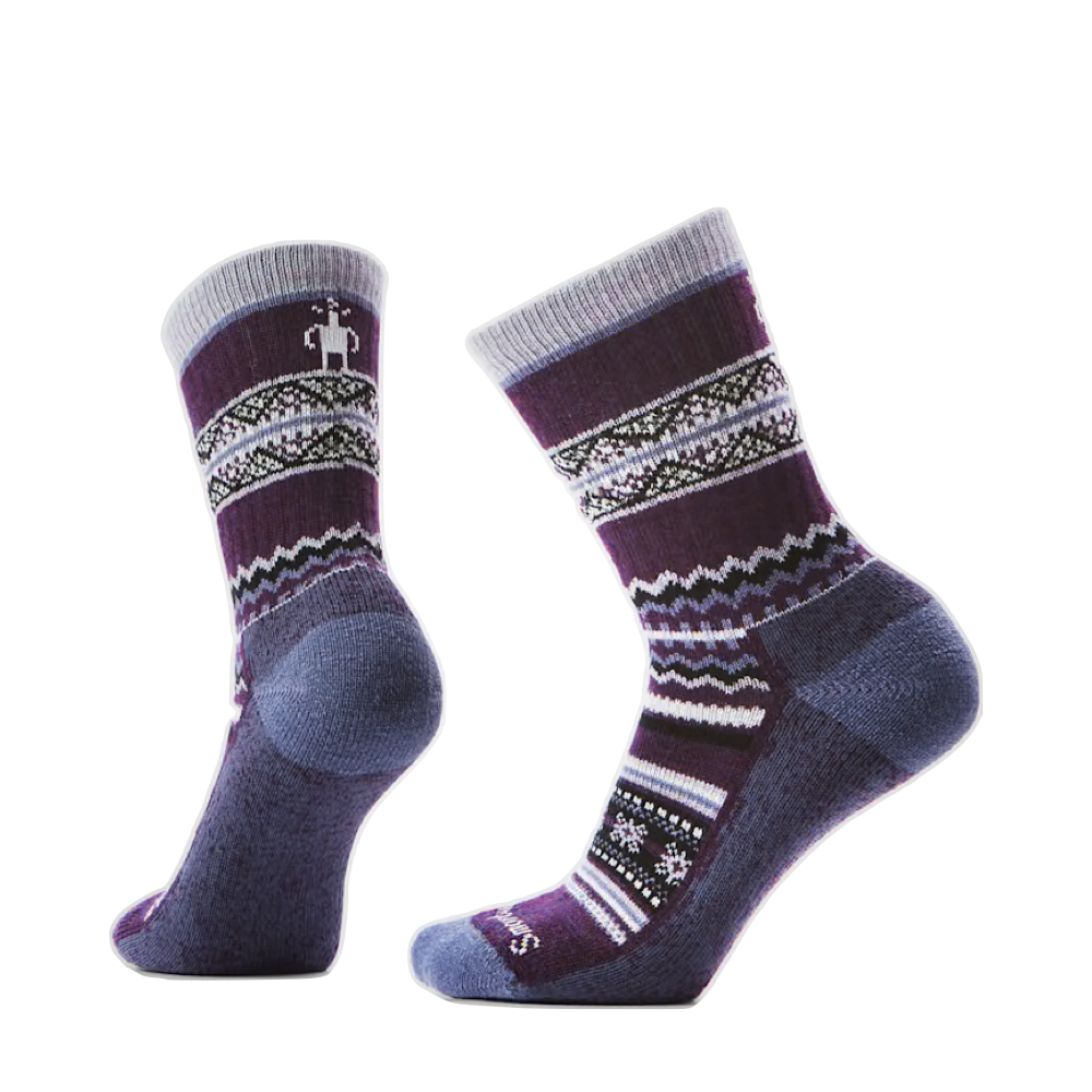 Side (left) view of Smartwool Everyday Cozy Snowed In Sweater Crew Socks for women.