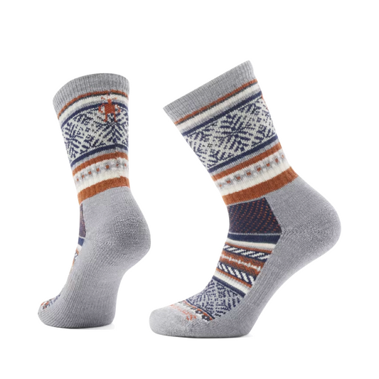 Side (left) and bottom view of Smartwool Everyday Fair Isle Sweater Crew Socks for women.