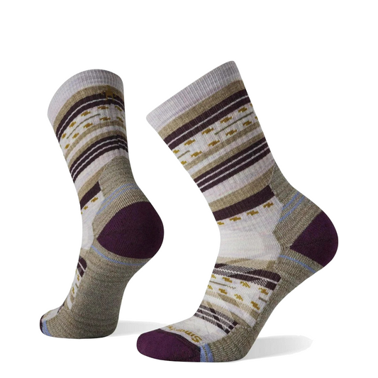 Side and bottom view of Smartwool Hike Margarita Crew Socks for women.