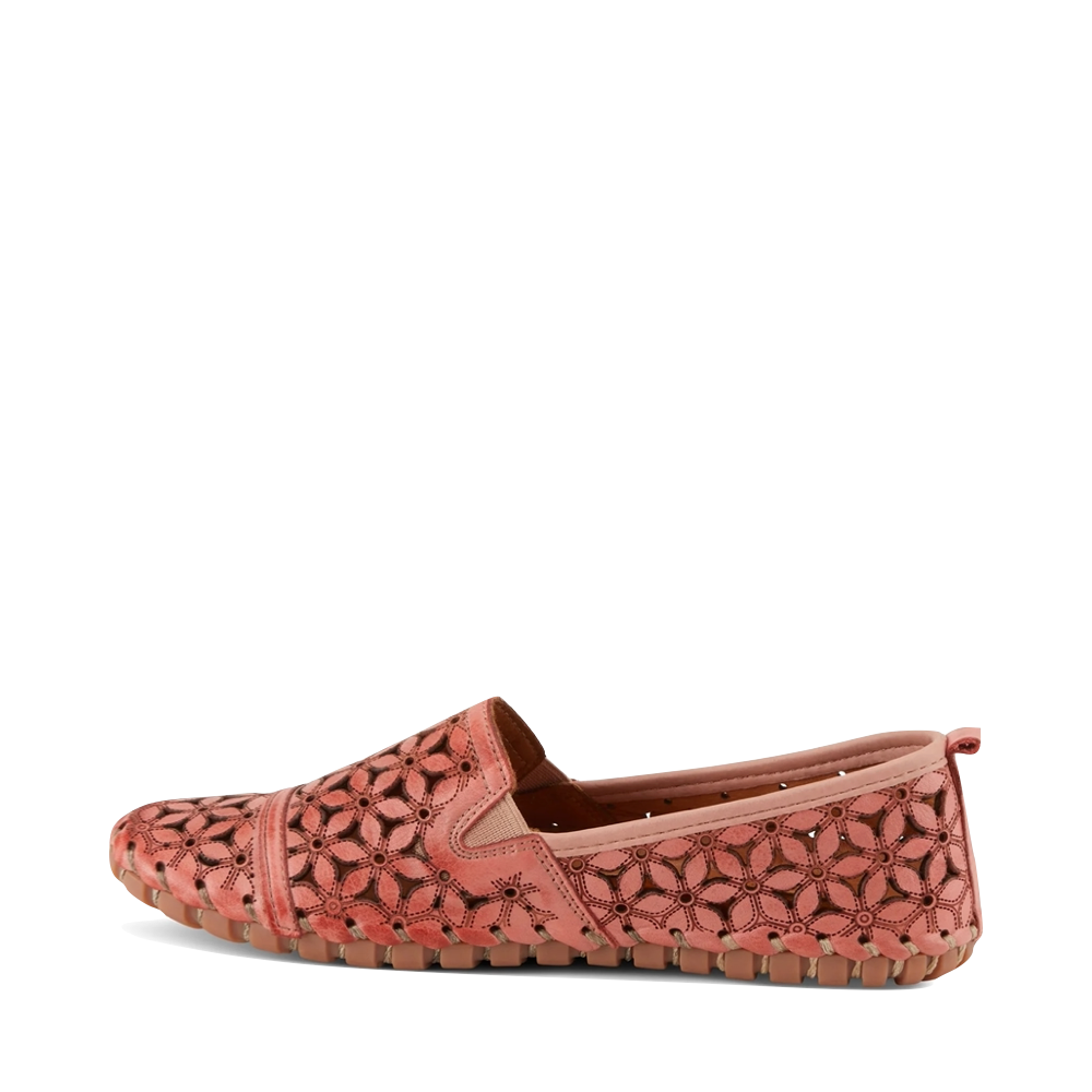 Side (left) view of Spring Step Flowerflow Perfed Flat for women.