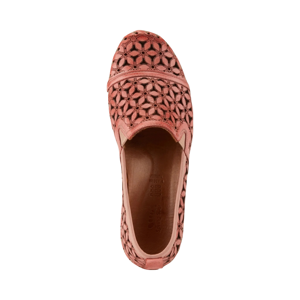 Top-down view of Spring Step Flowerflow Perfed Flat for women.