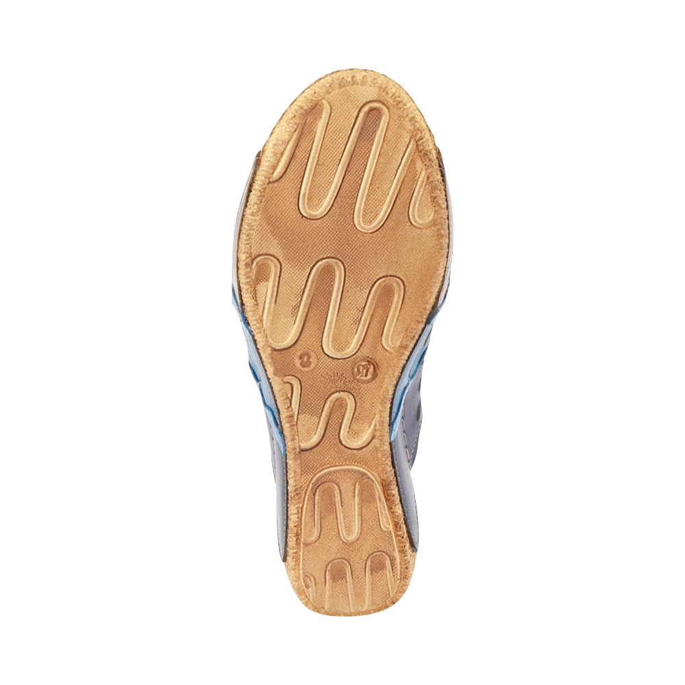 Bottom view of Spring Step Footy Wedge Slide Sandal for women.