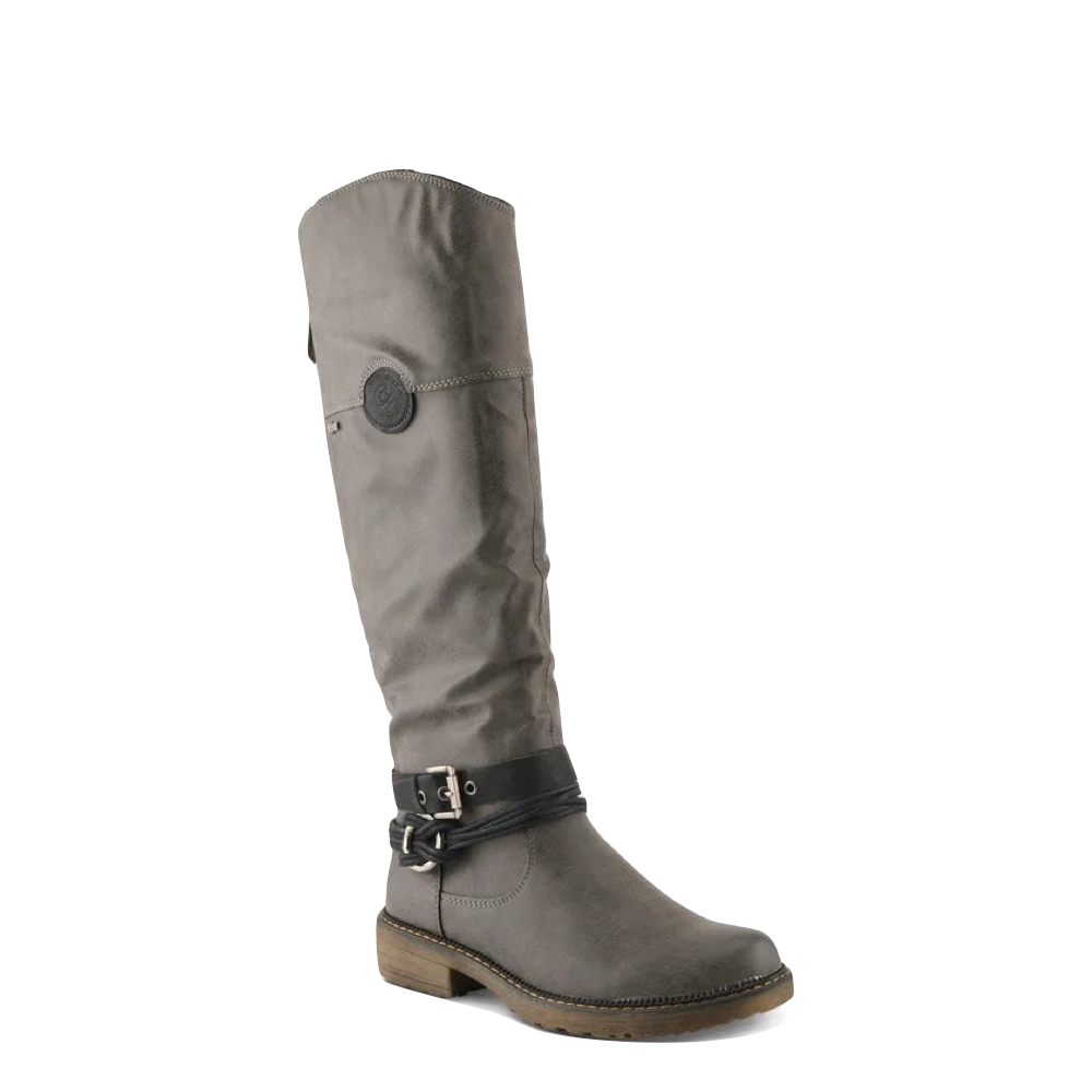 Mudguard and Toe view of Spring Step Mangie Tall Side Zip Boot for women.