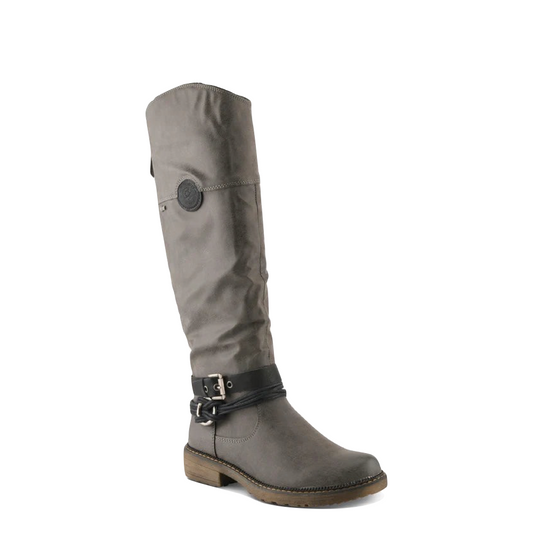 Mudguard and Toe view of Spring Step Mangie Tall Side Zip Boot for women.
