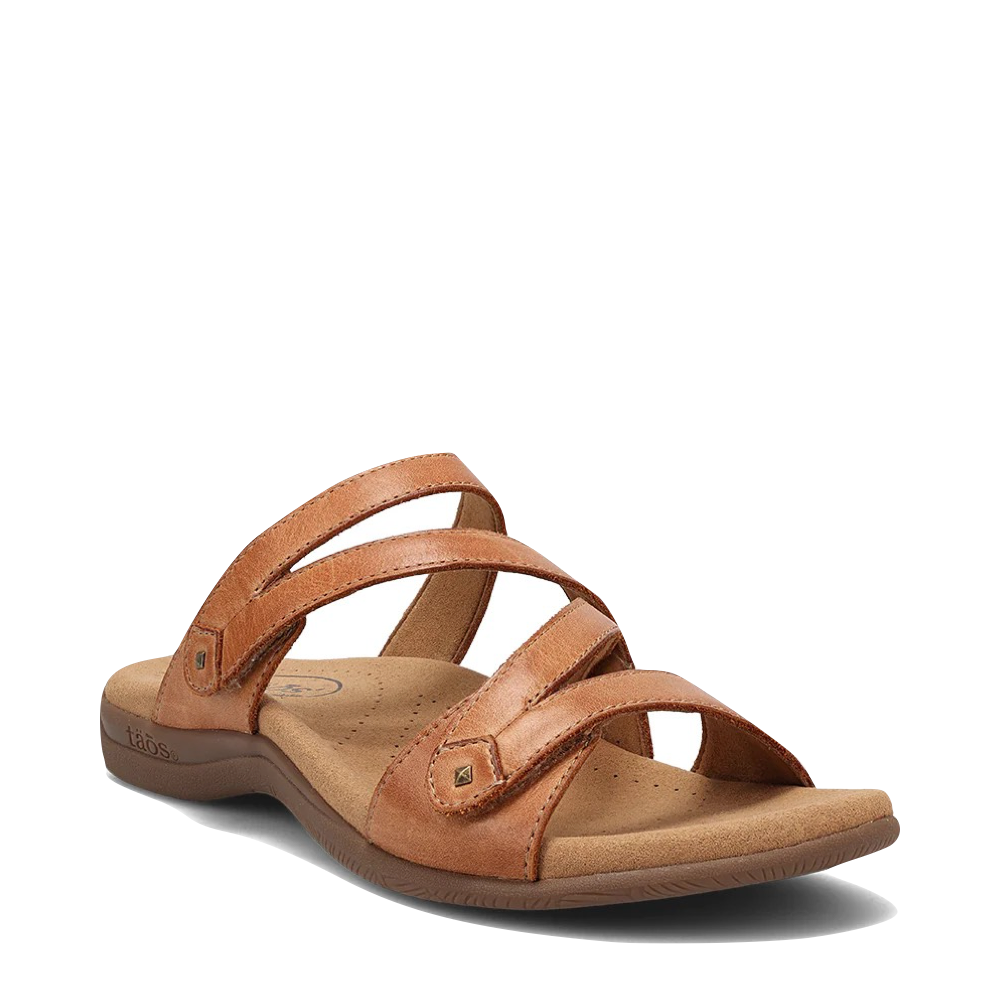 Taos Women's Double U Adjustable Strap Slide Sandal in Caramel