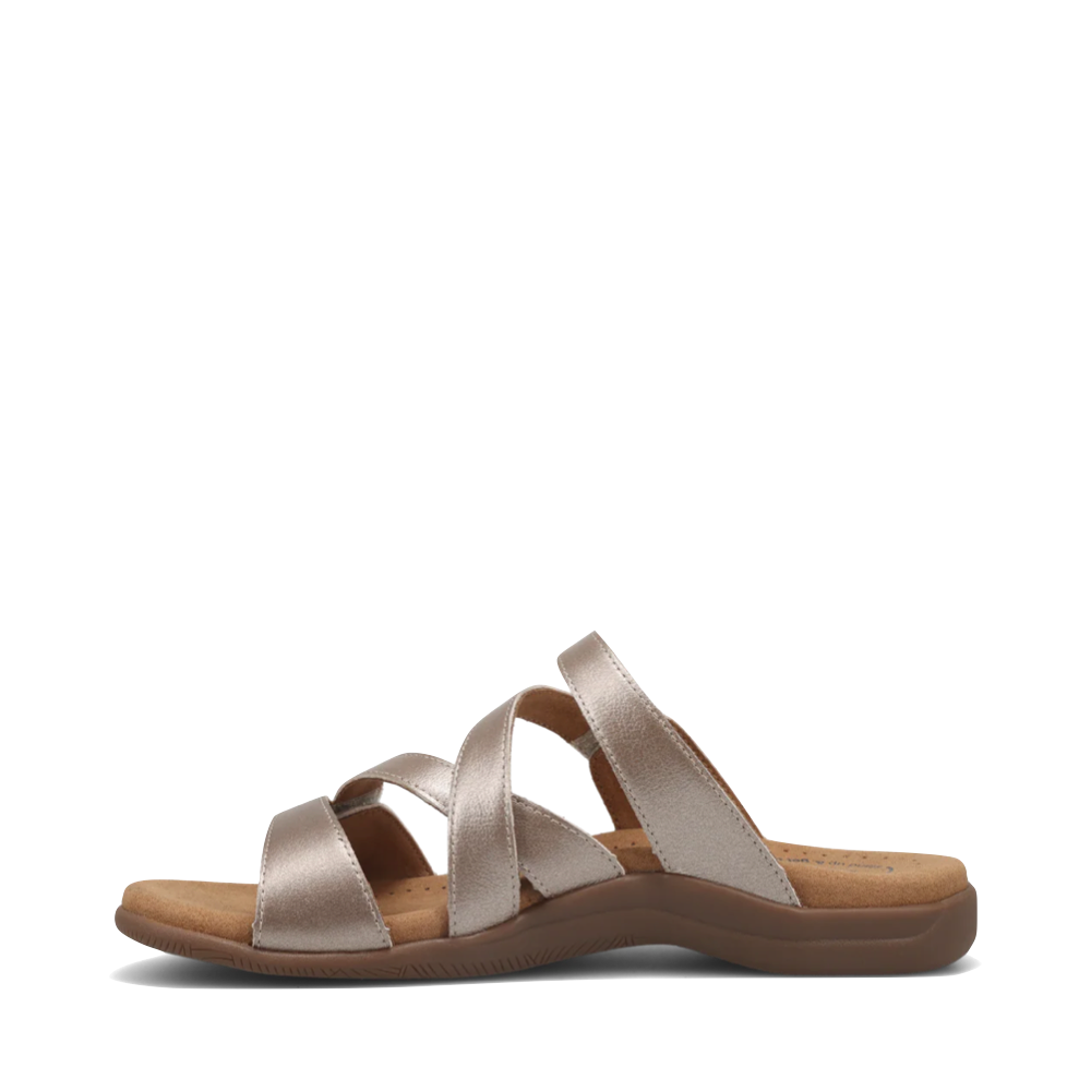 Side (left) view of Taos Double U Adjustable Strap Slide Sandal for women.