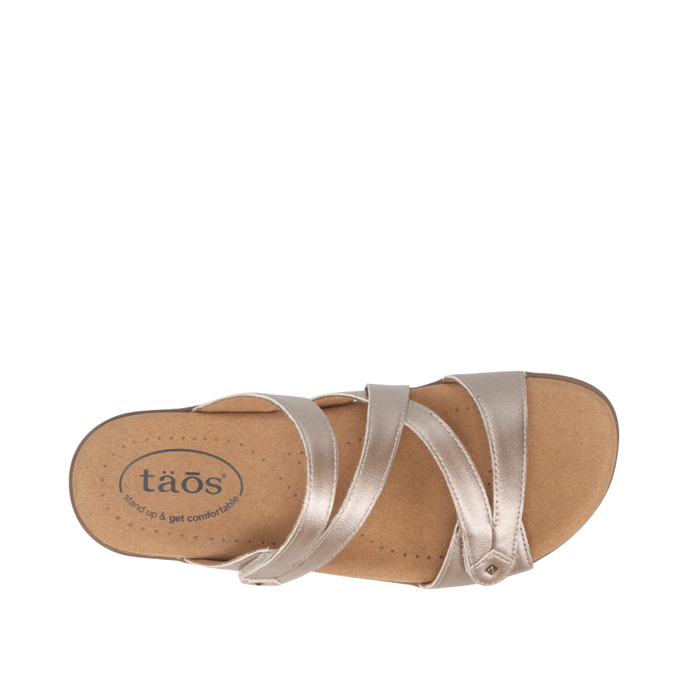 Top-down view of Taos Double U Adjustable Strap Slide Sandal for women.