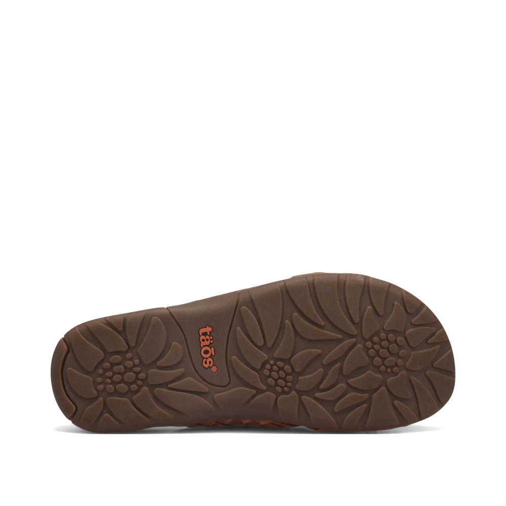 Bottom view of Taos Guru Woven Leather Slide Sandal for women.