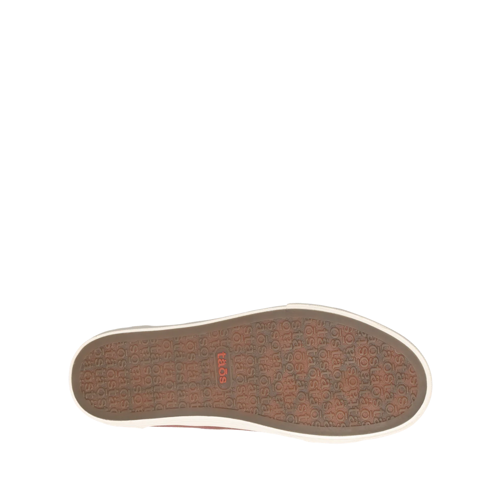 Bottom view of Taos Plum Soul Canvas Lace Sneaker for women.