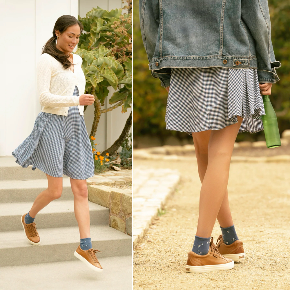 Model view of Taos Plim Soul Lux Leather Sneaker for women.