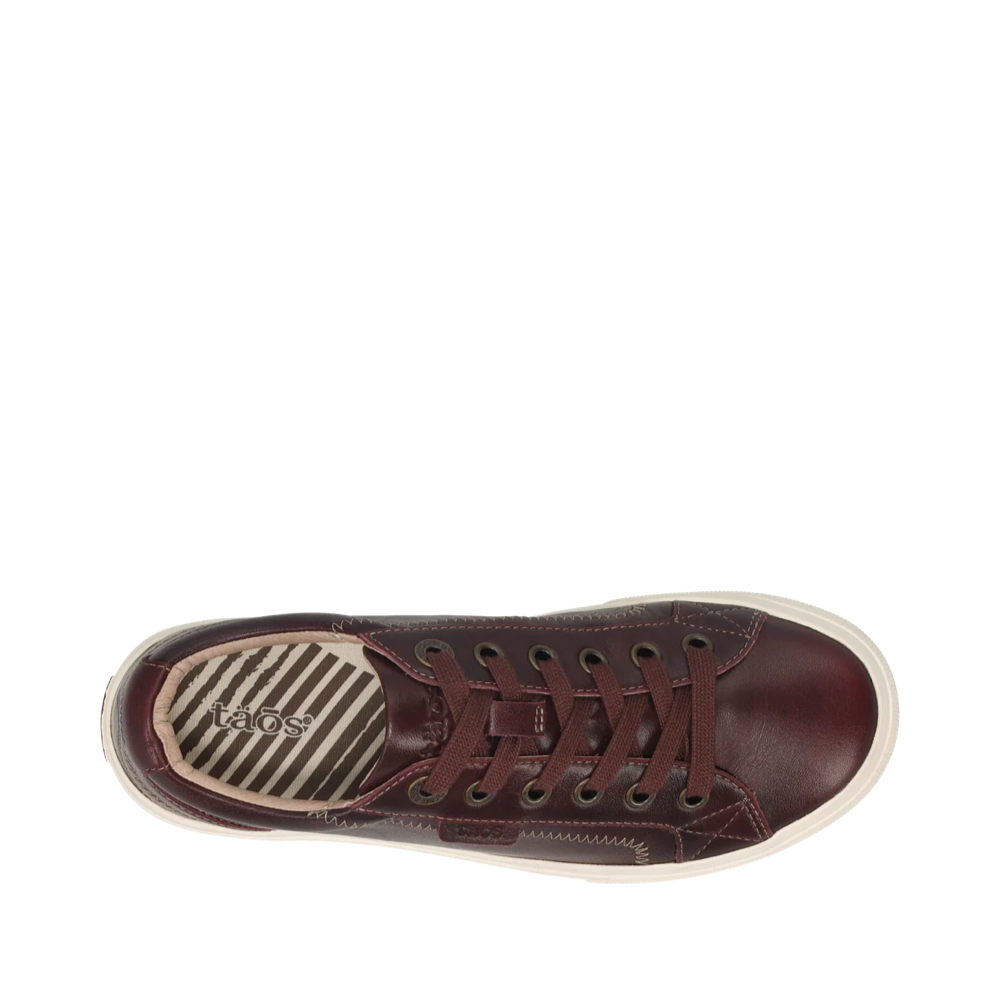 Top-down view of Taos Plum Soul Lux Leather Sneaker for women.