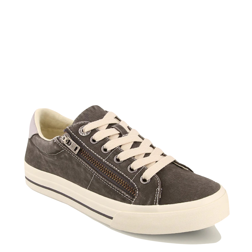 Mudguard and Toe view of Taos Z Soul Side Zip Canvas Lace Sneaker for women.