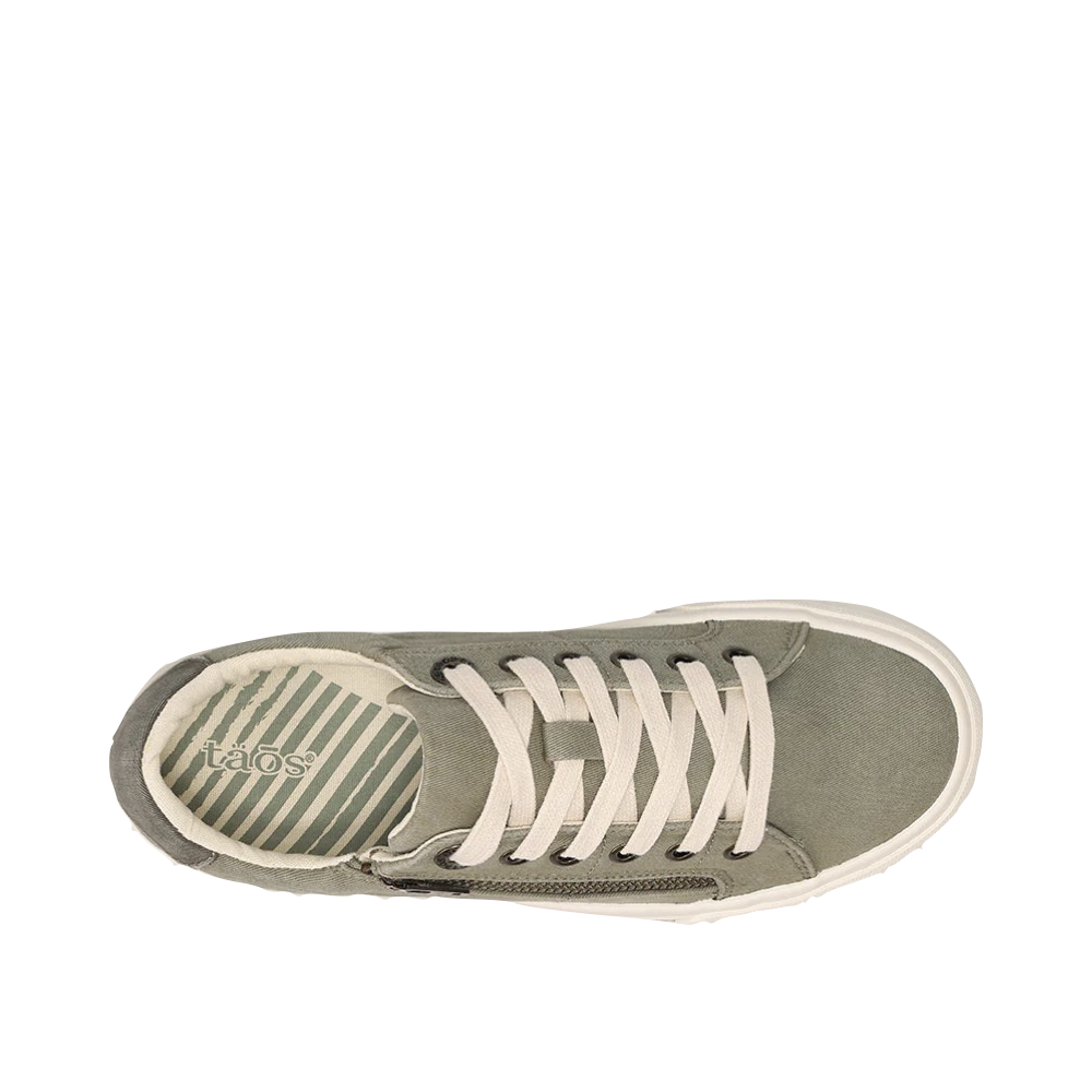 Top-down view of Taos Z Soul Side Zip Canvas Lace Sneaker for women.