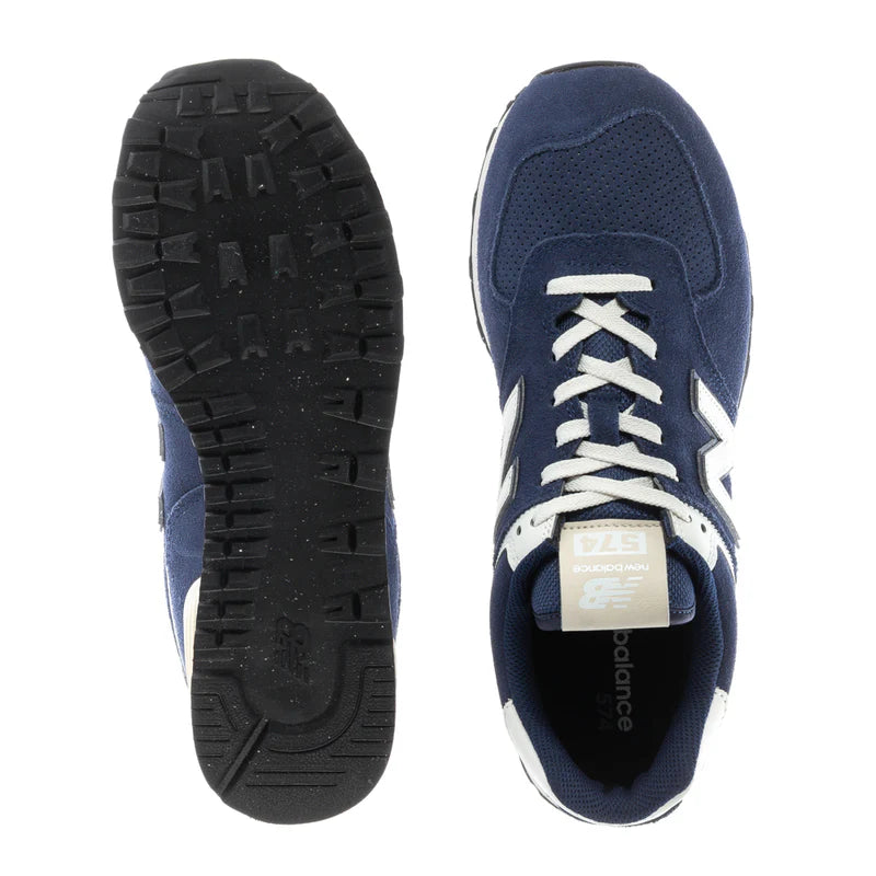 New Balance Men's 574 Sneaker in Navy with Sea Salt