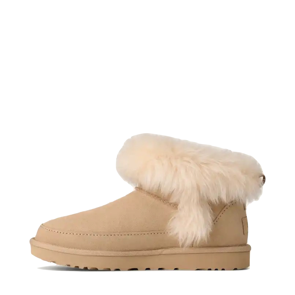 Side (left) view of Ugg Classic Ultra Mini Chalet Boot for women.