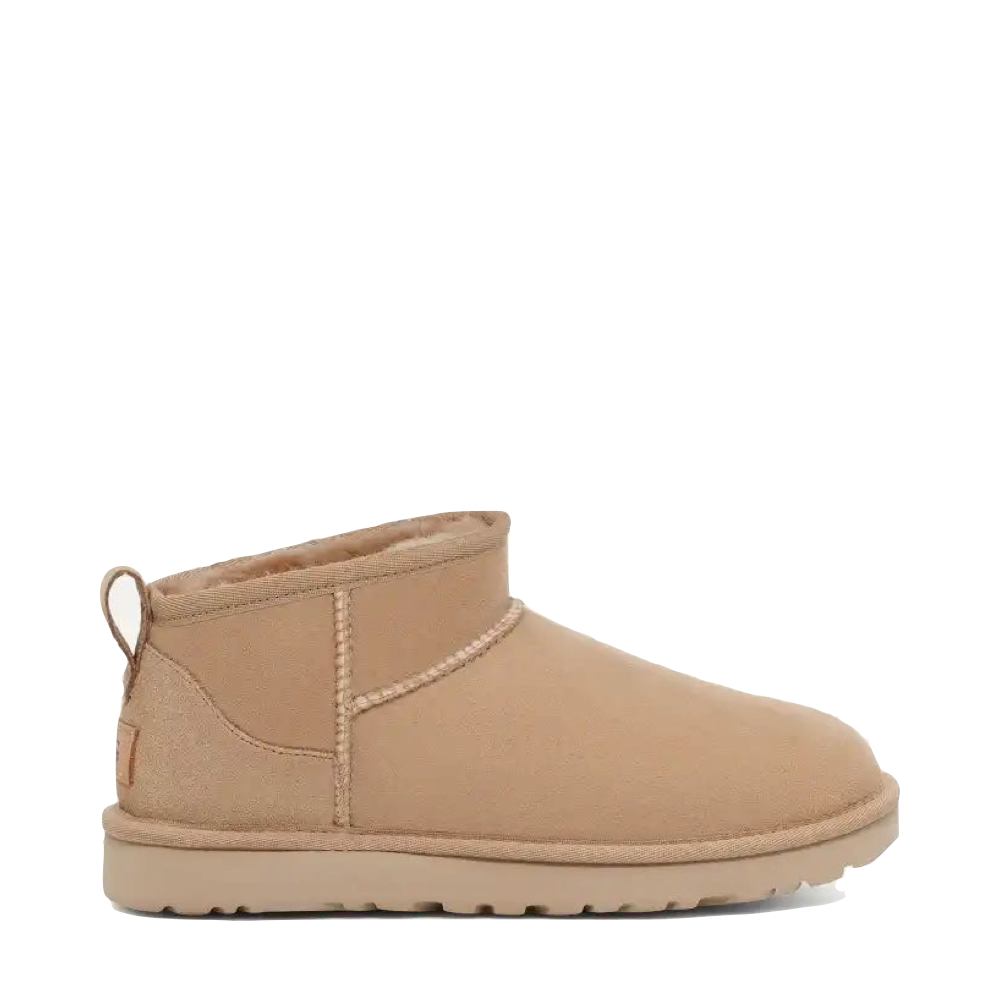 Side (right) view of Ugg Classic Ultra Mini Sheepskin Boot for women.