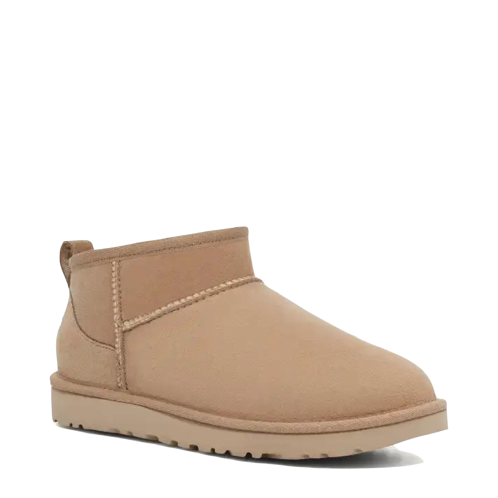 Toe view of Ugg Classic Ultra Mini Sheepskin Boot for women.