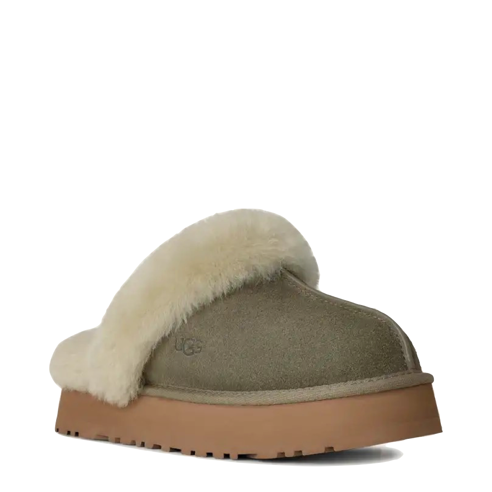 Toe view of Ugg Disquette Sheepskin slipper for women.