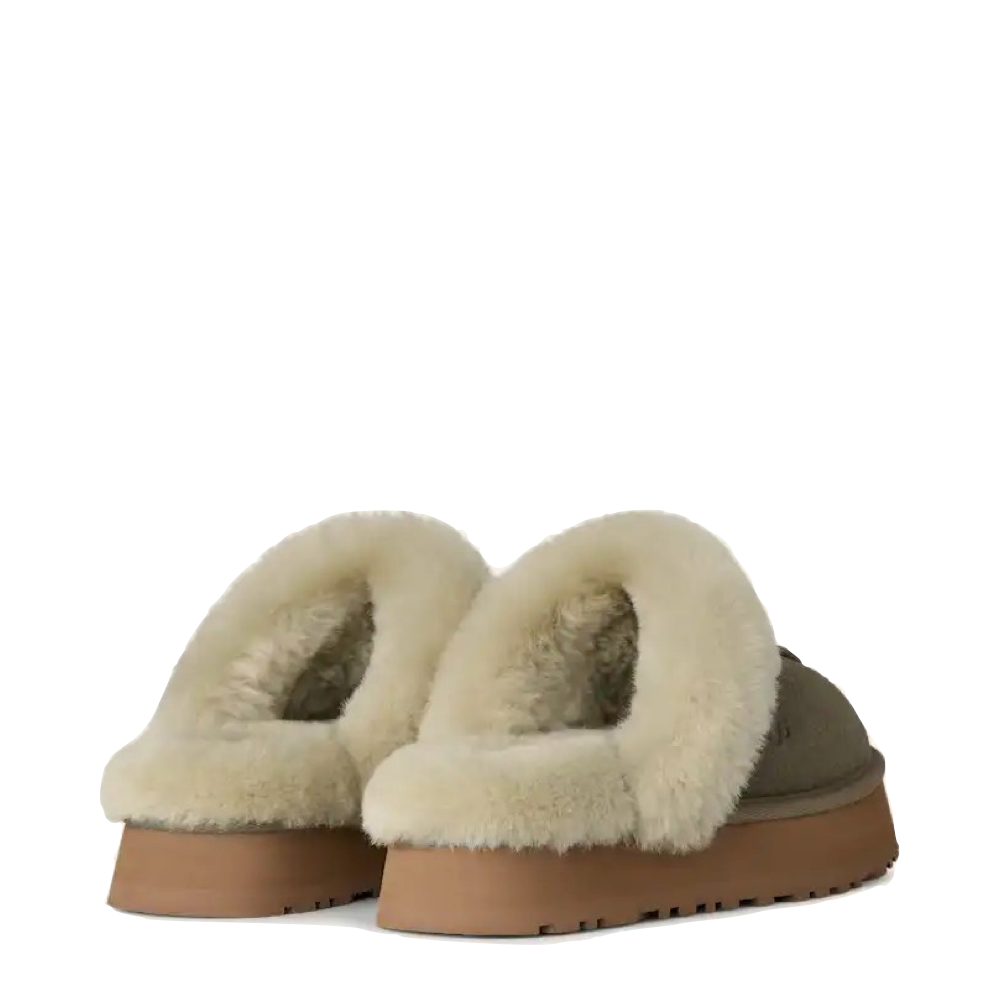 UGG Women's Disquette Sheepskin Slipper in Moss Green/Muted Brass