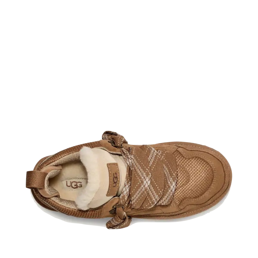 Top-down view of Ugg Lowmel Sheepskin Lace Boot for women.