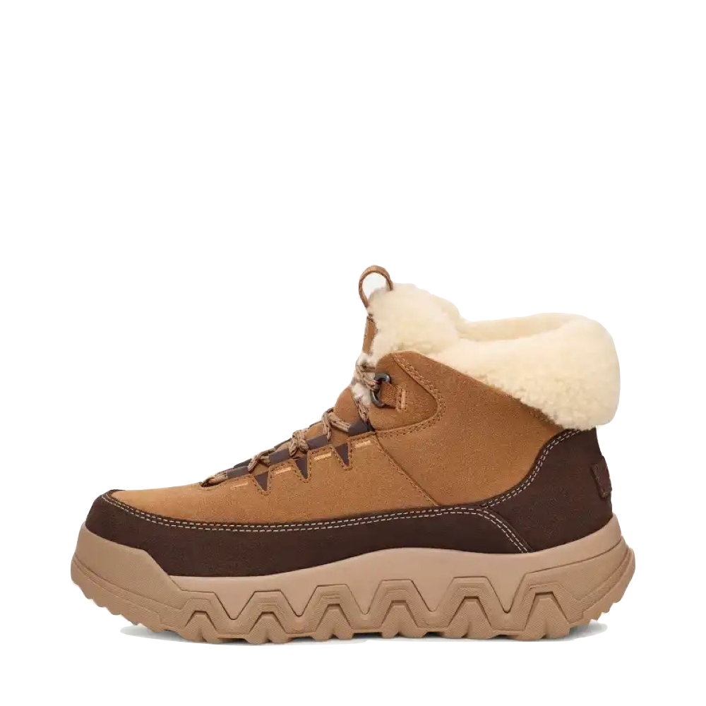 Side (left) view of Ugg Terre Trail Cozy Lace Waterproof Boot for women.