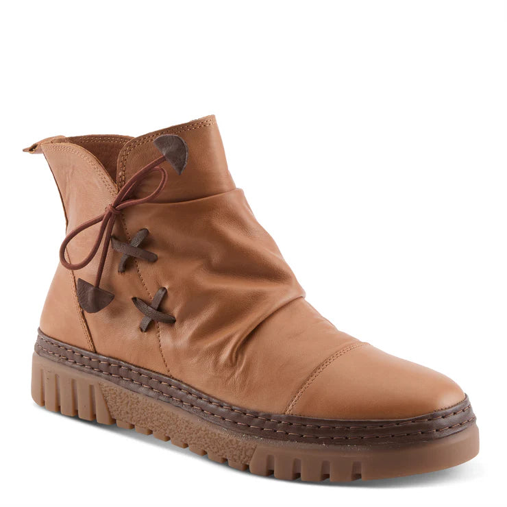 Spring Step Women's VanDis Low Leather Zip Boot in Camel