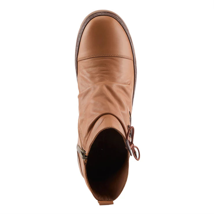 Spring Step Women's VanDis Low Leather Zip Boot in Camel