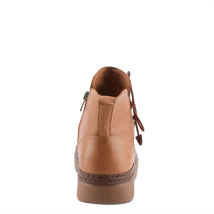 Spring Step Women's VanDis Low Leather Zip Boot in Camel