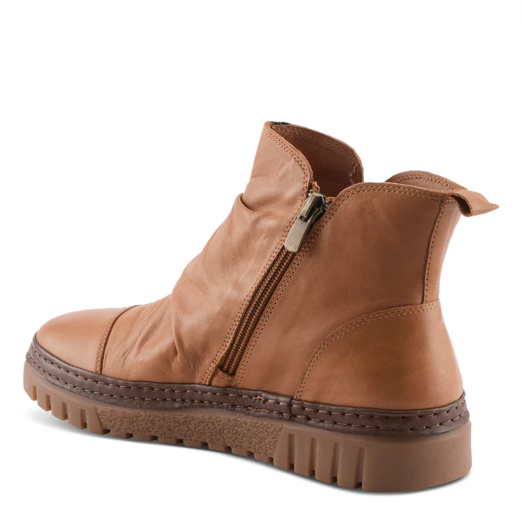 Spring Step Women's VanDis Low Leather Zip Boot in Camel