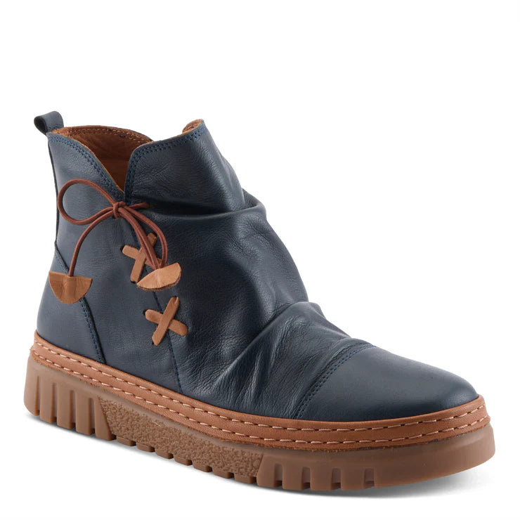 Spring Step Women's VanDis Low Leather Zip Boot in Navy