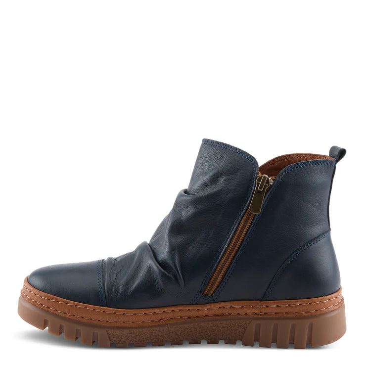 Spring Step Women's VanDis Low Leather Zip Boot in Navy