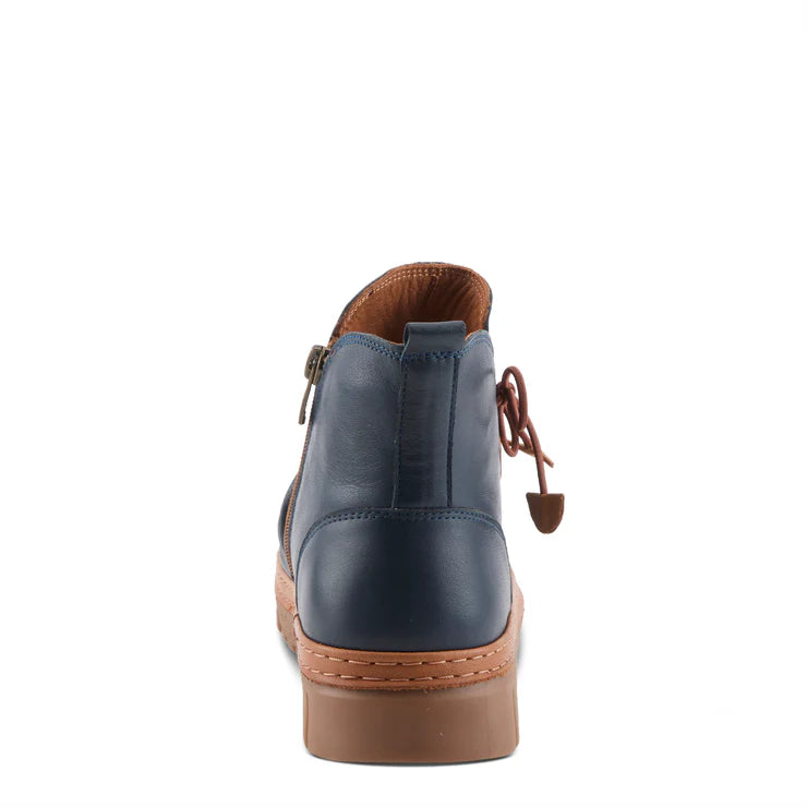 Spring Step Women's VanDis Low Leather Zip Boot in Navy