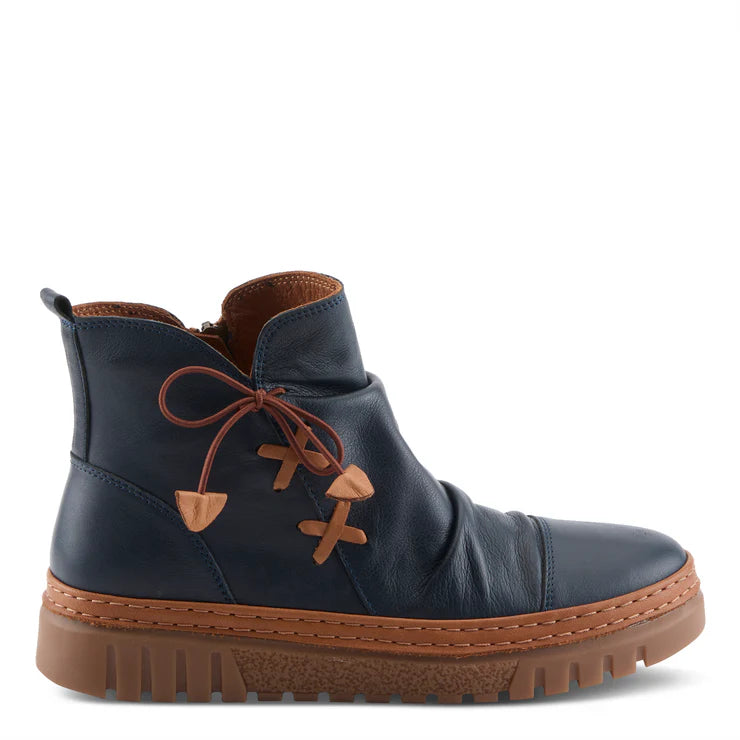 Spring Step Women's VanDis Low Leather Zip Boot in Navy