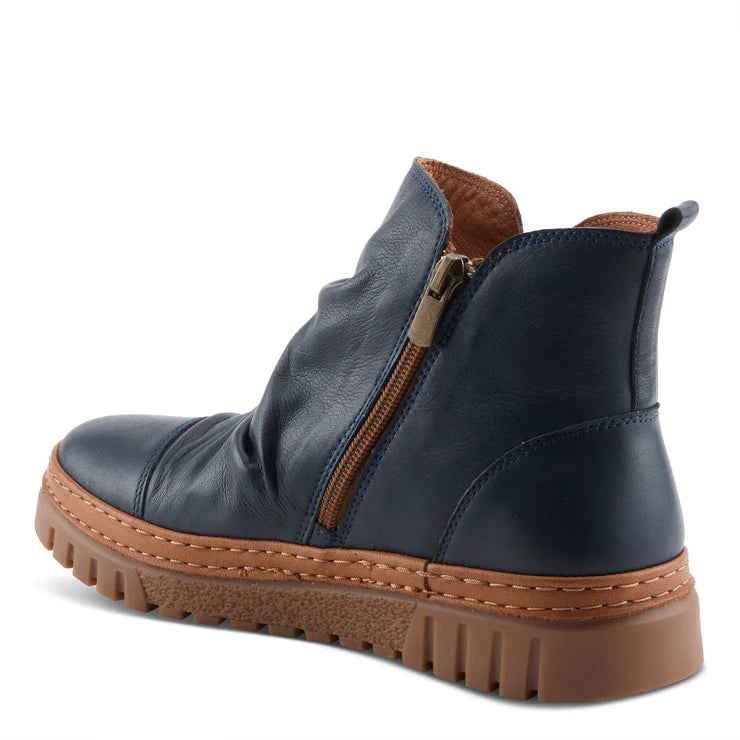 Spring Step Women's VanDis Low Leather Zip Boot in Navy