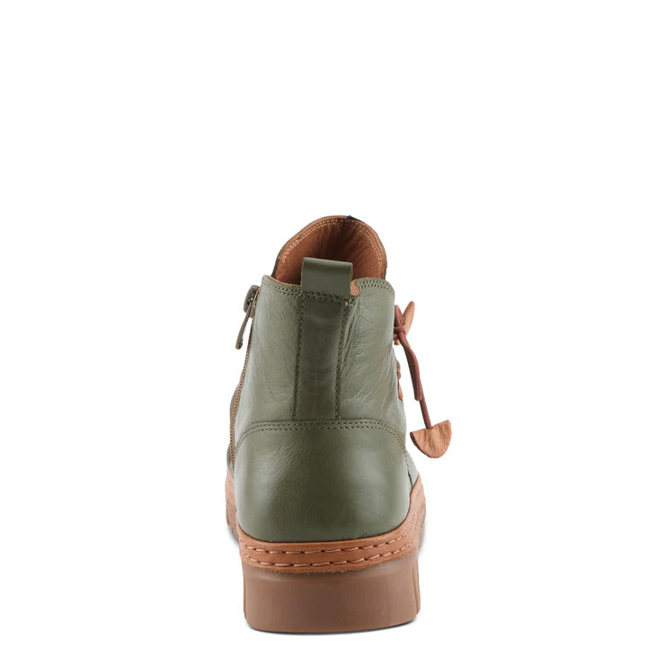 Spring Step Women's VanDis Low Leather Zip Boot in Olive