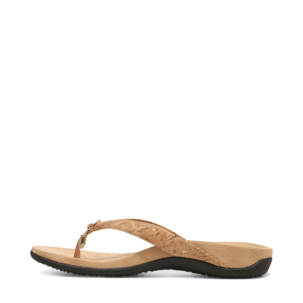 Vionic Women's Bella II Toe Post Flip Sandal in Gold Cork