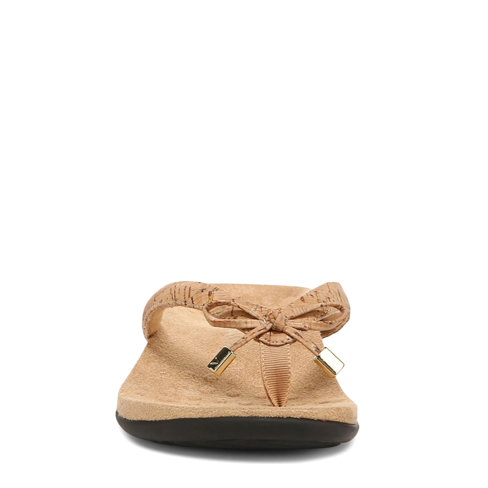 Vionic Women's Bella II Toe Post Flip Sandal in Gold Cork