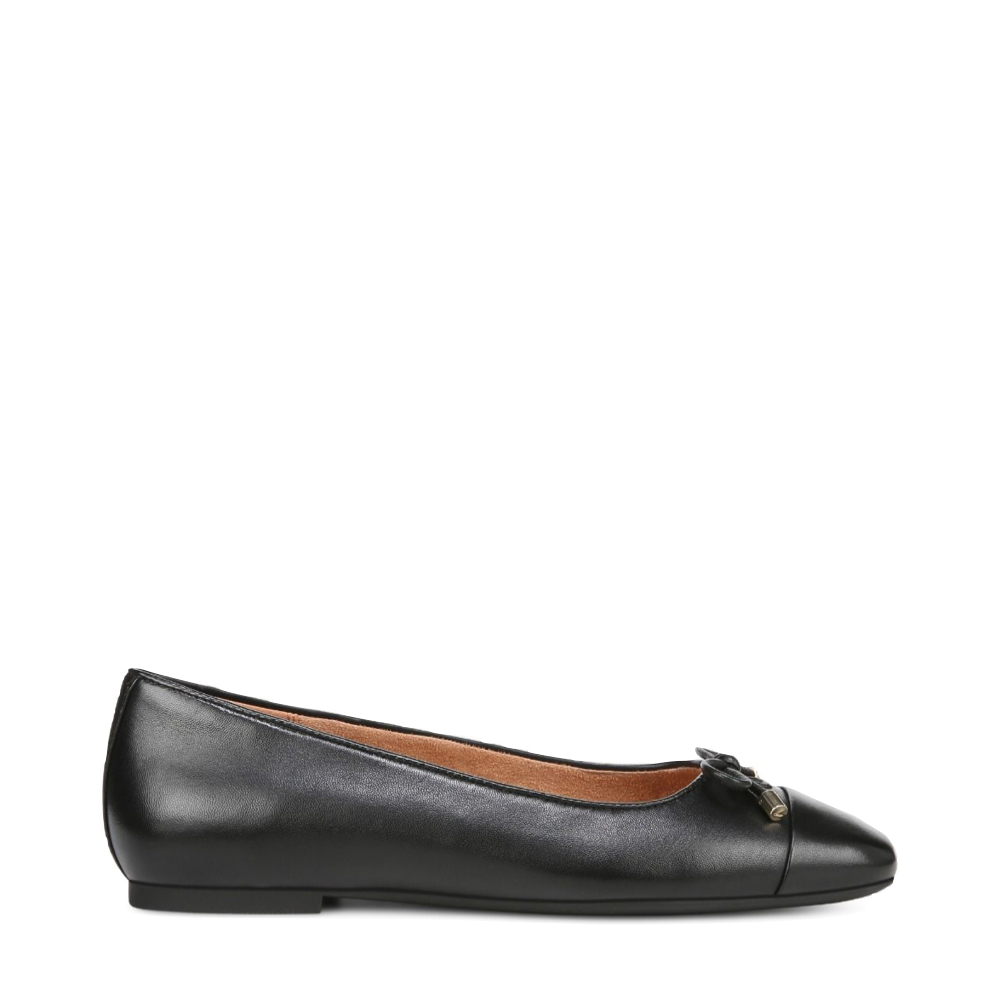 Side (right) view of Vionic Klara Bow Leather Flat for women.
