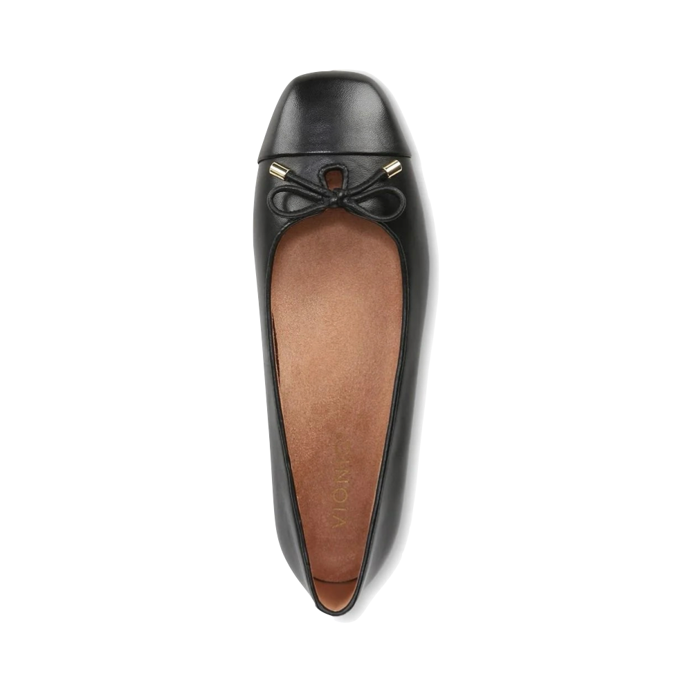 Top-down view of Vionic Klara Bow Leather Flat for women.