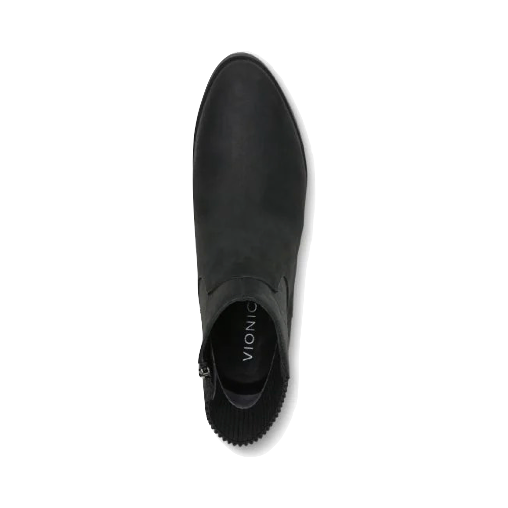 Vionic Women's Shantelle Waterproof Nubuck Side Zip Heeled Ankle Boot (Black)