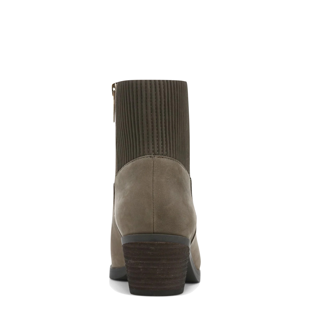 Vionic Women's Shantelle Waterproof Nubuck Side Zip Heeled Ankle Boot (Stone)
