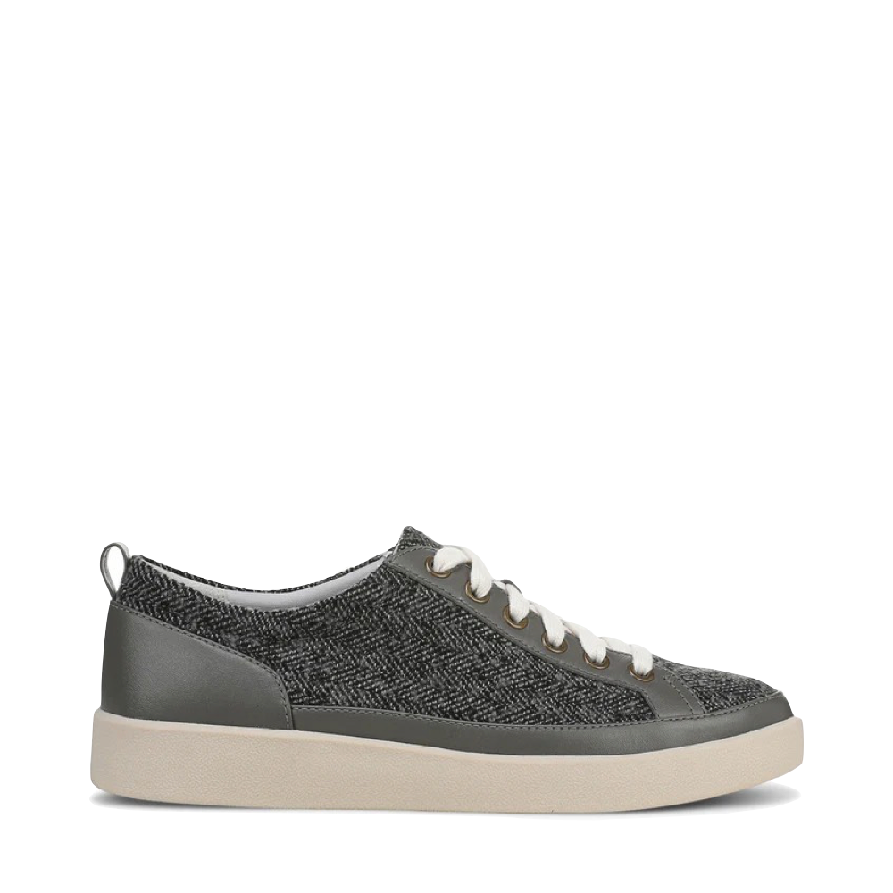 Side (right) view of Vionic Winny Leather Tie Sneaker for women.