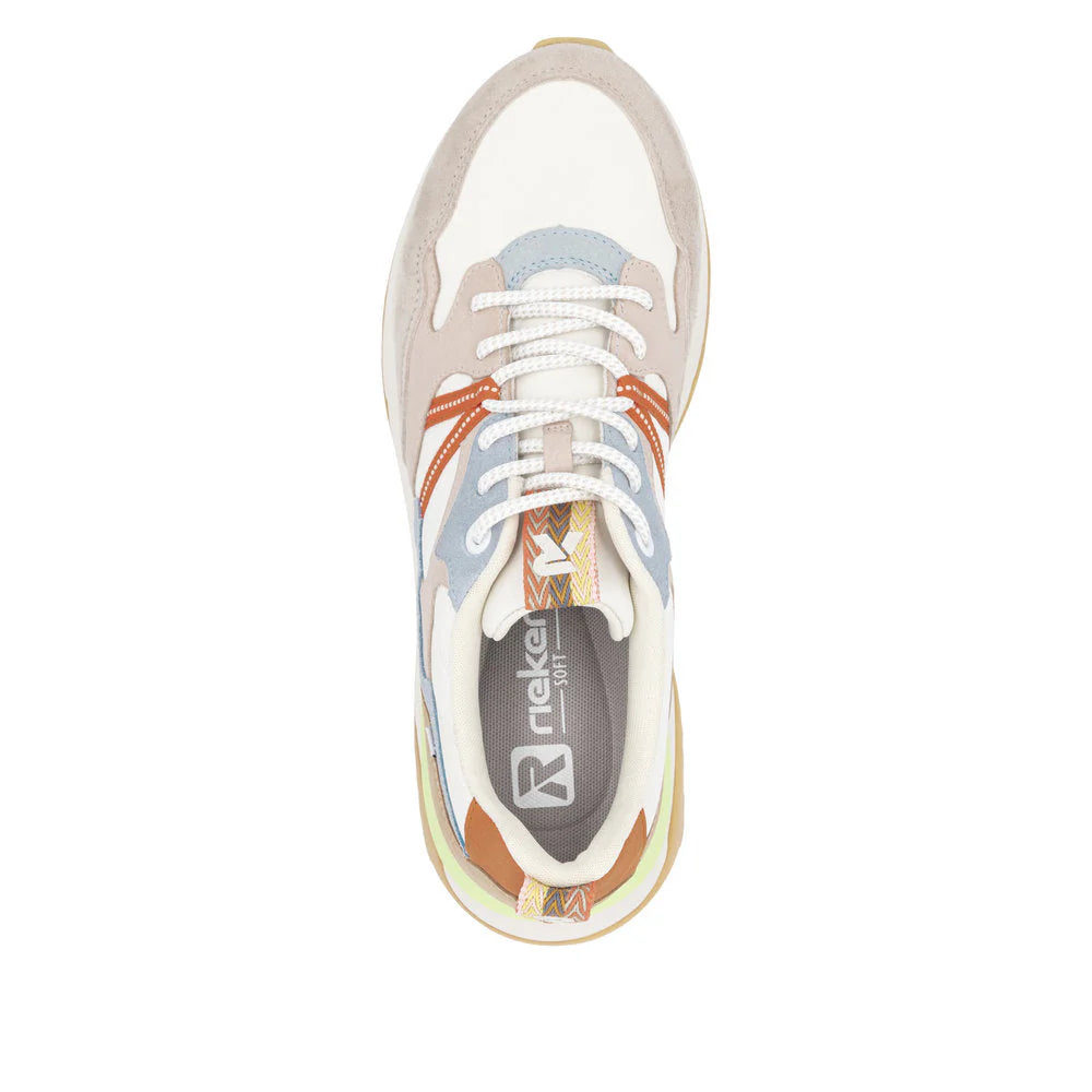 Rieker Women's Akilah 01 Sneaker in Iceberg/Dirty White/Light Rose