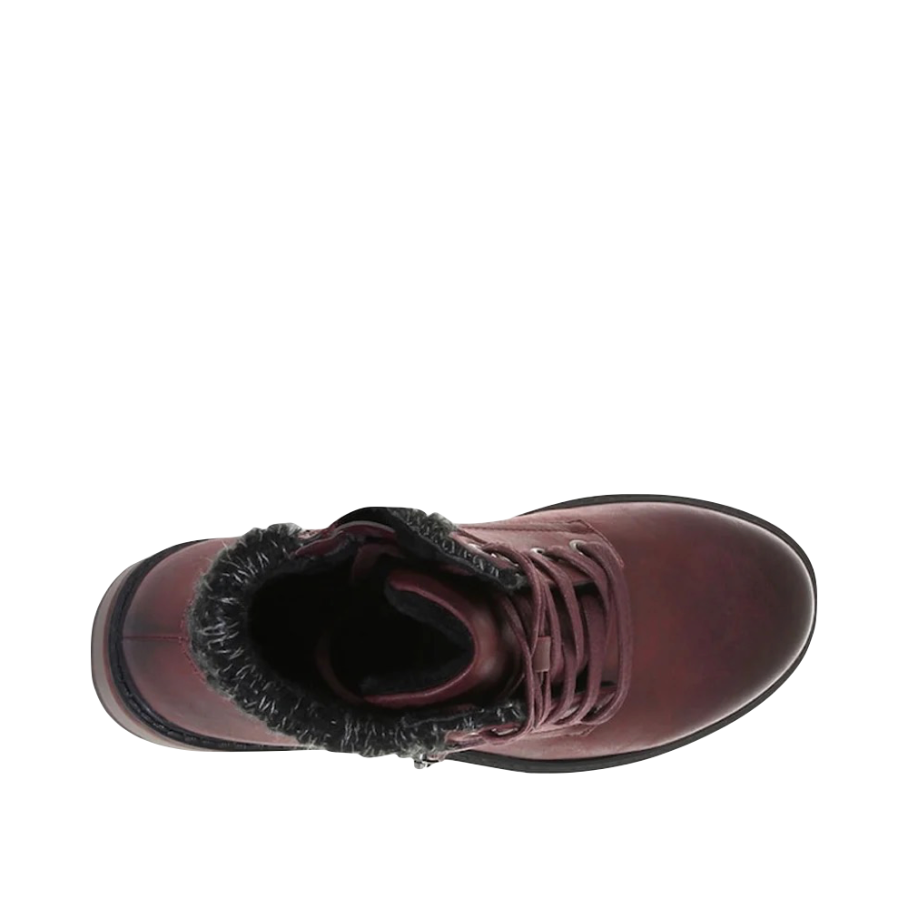 Top-down view of Wanderlust Amy Knit Cuff Waterproof Lace Boot for women.