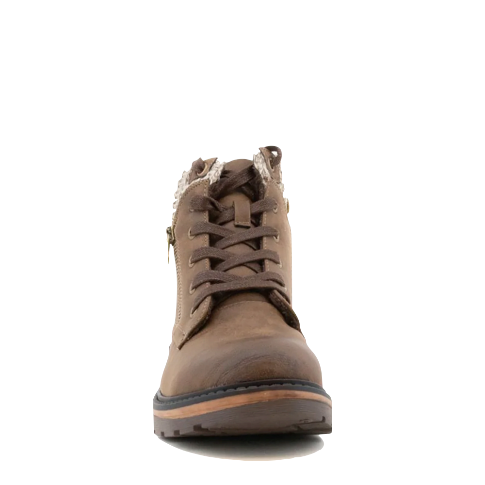 Front view of Wanderlust Amy Knit Cuff Waterproof Lace Boot for women.