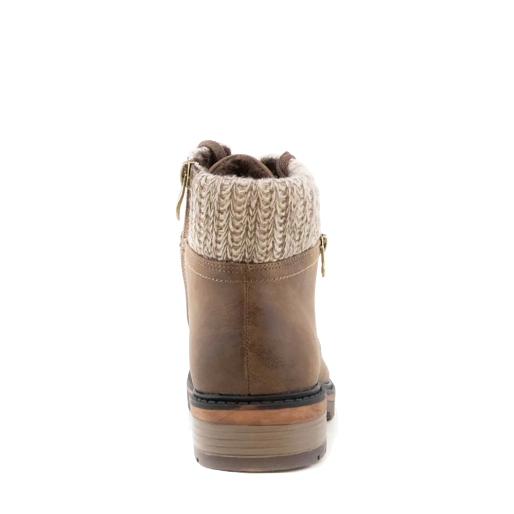 Back view of Wanderlust Amy Knit Cuff Waterproof Lace Boot for women.