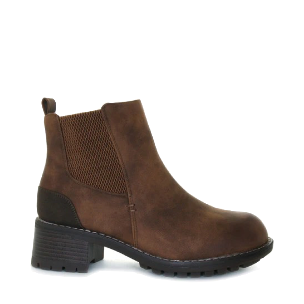 Side (right) view of Wanderlust Tierney Heeled Waterproof Boot for women.